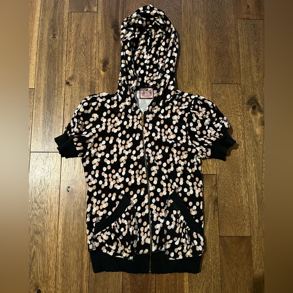 Juicy Couture Vintage Polkadot Terrycloth Zip Up Hoodie